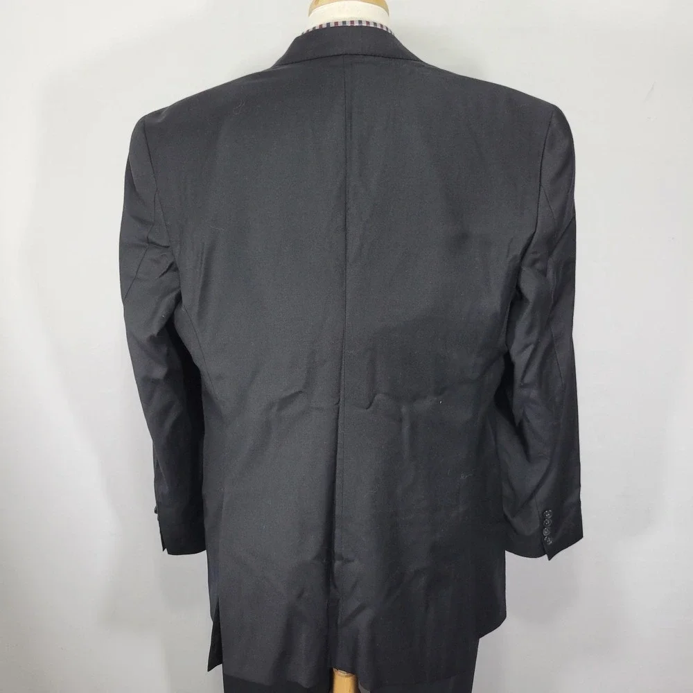 Hart Schaffner Marx Men's Sport Coat Blazer Two Button‎ Black Twill Wool 44L